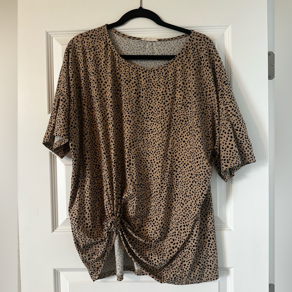 Brown Polka Dot Knotted Top